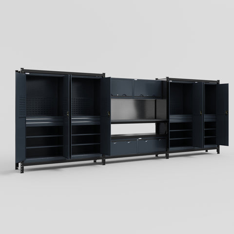 M222 Modular Work Bench - H2100mm x W5640mm | Laminate WBT | Dark Grey