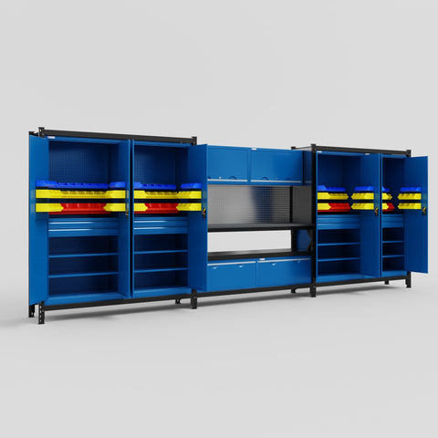 M222 Modular Work Bench - H2100mm x W5640mm | Laminate WBT | Blue