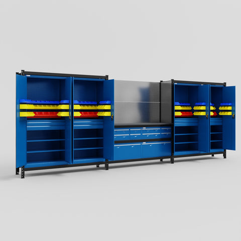 M222 Modular Work Bench - H2100mm x W5640mm | Laminate WBT | Blue