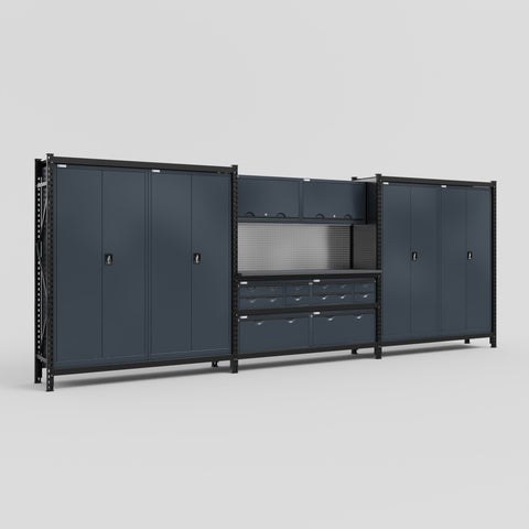 M222 Modular Work Bench - H2100mm x W5640mm | Laminate WBT | Dark Grey