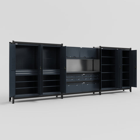 M222 Modular Work Bench - H2100mm x W5640mm | Laminate WBT | Dark Grey