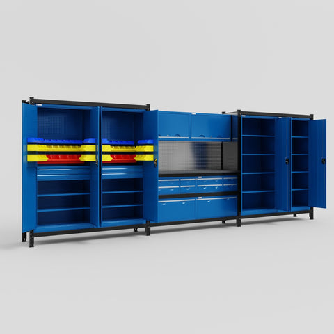 M222 Modular Work Bench - H2100mm x W5640mm | Laminate WBT | Blue