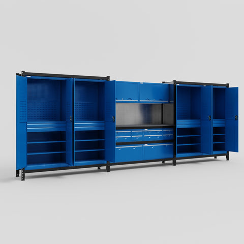 M222 Modular Work Bench - H2100mm x W5640mm | Laminate WBT | Blue