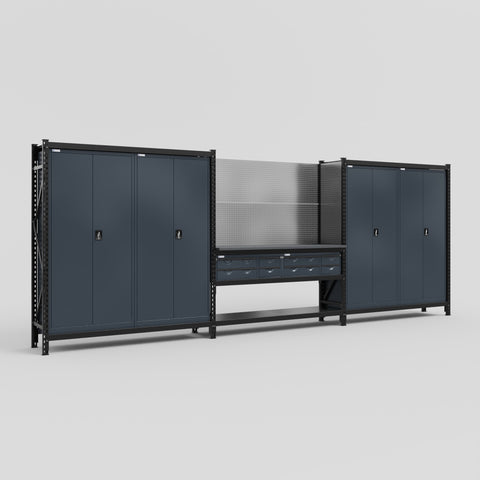 M222 Modular Work Bench - H2100mm x W5640mm | Laminate WBT | Dark Grey