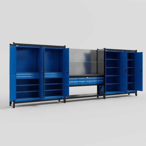 M222 Modular Work Bench - H2100mm x W5640mm | Laminate WBT | Blue