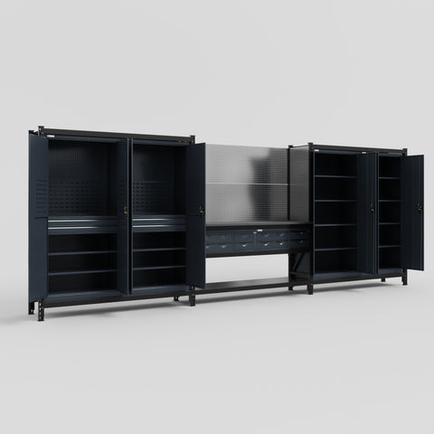 M222 Modular Work Bench - H2100mm x W5640mm | Laminate WBT | Dark Grey