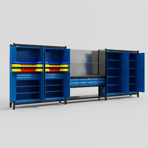 M222 Modular Work Bench - H2100mm x W5640mm | Laminate WBT | Blue