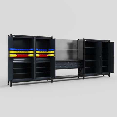 M222 Modular Work Bench - H2100mm x W5640mm | Laminate WBT | Dark Grey