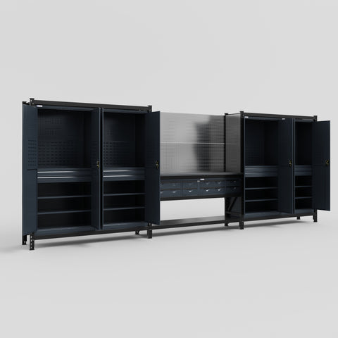 M222 Modular Work Bench - H2100mm x W5640mm | Laminate WBT | Dark Grey