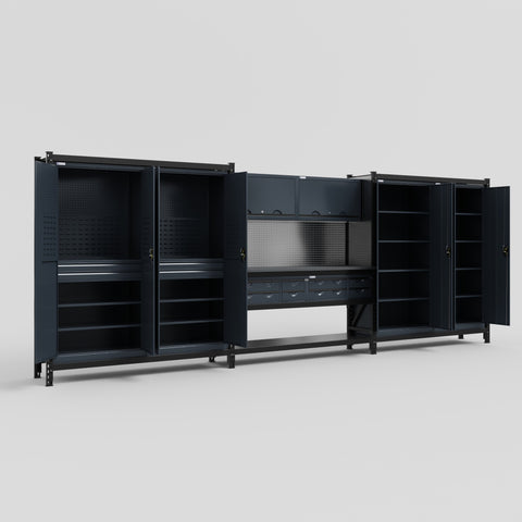 M222 Modular Work Bench - H2100mm x W5640mm | Laminate WBT | Dark Grey