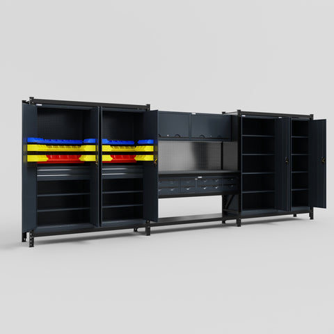 M222 Modular Work Bench - H2100mm x W5640mm | Laminate WBT | Dark Grey