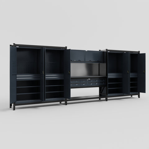 M222 Modular Work Bench - H2100mm x W5640mm | Laminate WBT | Dark Grey