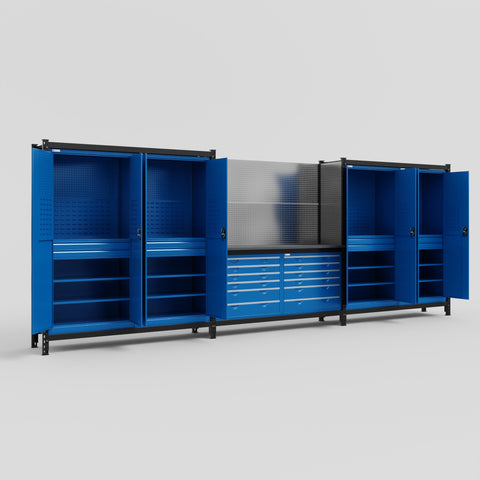 M222 Modular Work Bench - H2100mm x W5640mm | Laminate WBT | Blue
