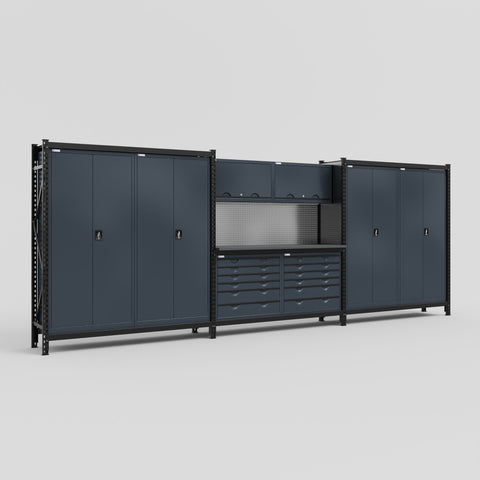 M222 Modular Work Bench - H2100mm x W5640mm | Laminate WBT | Dark Grey