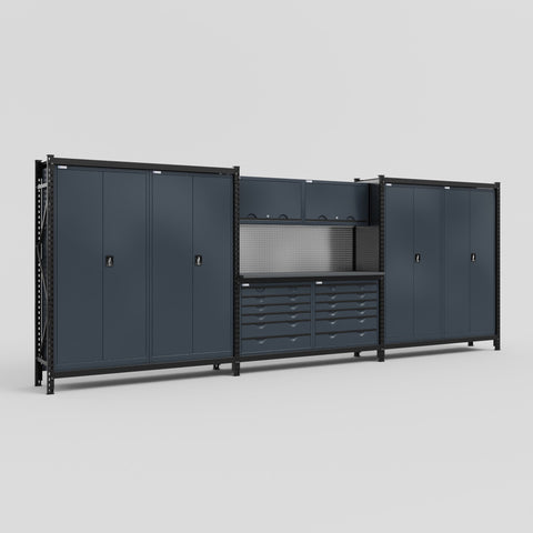 M222 Modular Work Bench - H2100mm x W5640mm | Laminate WBT | Dark Grey