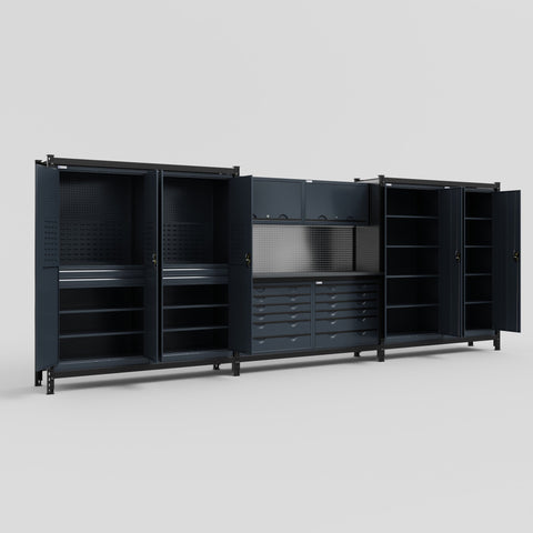 M222 Modular Work Bench - H2100mm x W5640mm | Laminate WBT | Dark Grey