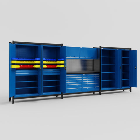 M222 Modular Work Bench - H2100mm x W5640mm | Laminate WBT | Blue