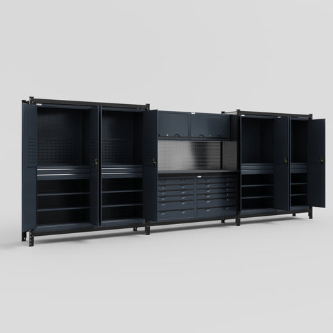 M222 Modular Work Bench - H2100mm x W5640mm | Laminate WBT | Dark Grey