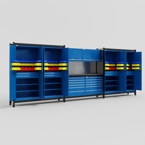 M222 Modular Work Bench - H2100mm x W5640mm | Laminate WBT | Blue
