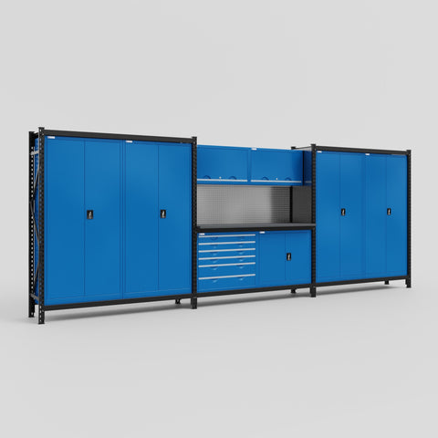 M222-2 Modular Work Bench - H2100mm x W5640mm | Laminate WBT | Blue