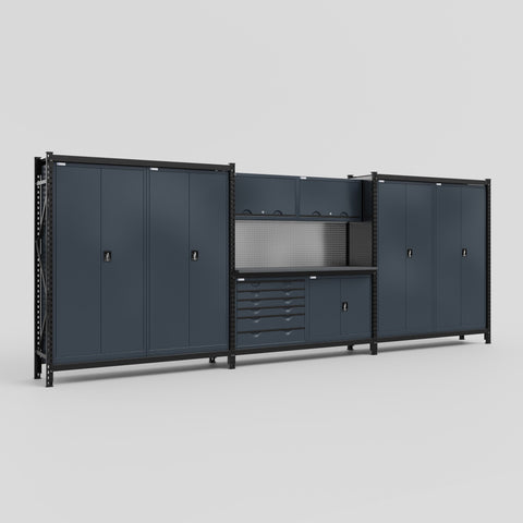 M222-2 Modular Work Bench - H2100mm x W5640mm | Laminate WBT | Dark Grey