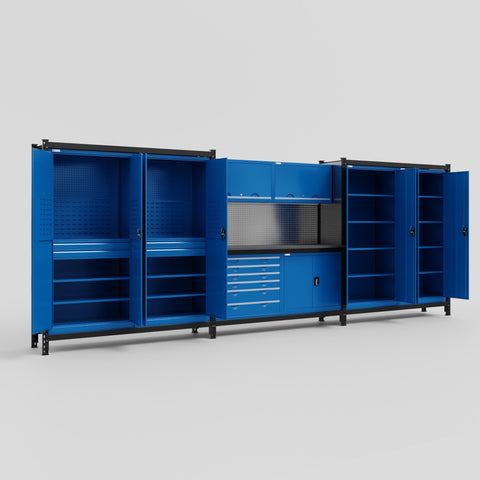 M222-2 Modular Work Bench - H2100mm x W5640mm | Laminate WBT | Blue