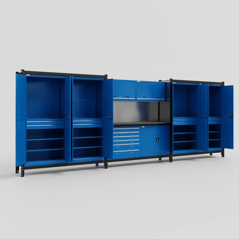 M222-2 Modular Work Bench - H2100mm x W5640mm | Laminate WBT | Blue
