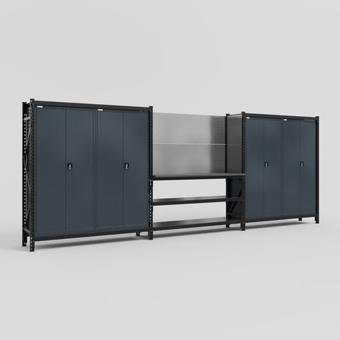 M222 Modular Work Bench - H2100mm x W5640mm | Laminate WBT | Dark Grey