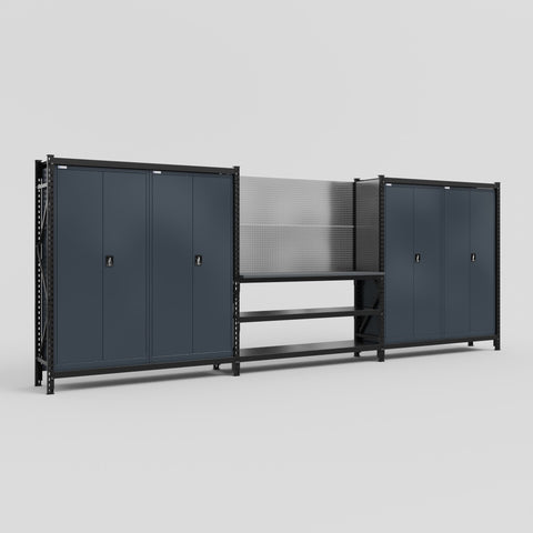 M222 Modular Work Bench - H2100mm x W5640mm | Laminate WBT | Dark Grey