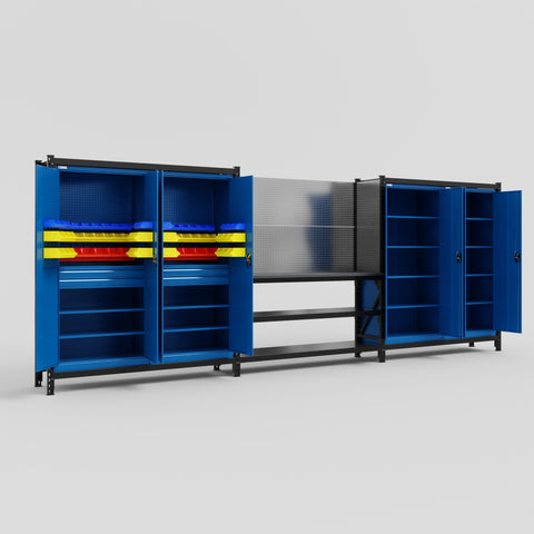M222 Modular Work Bench - H2100mm x W5640mm | Laminate WBT | Blue