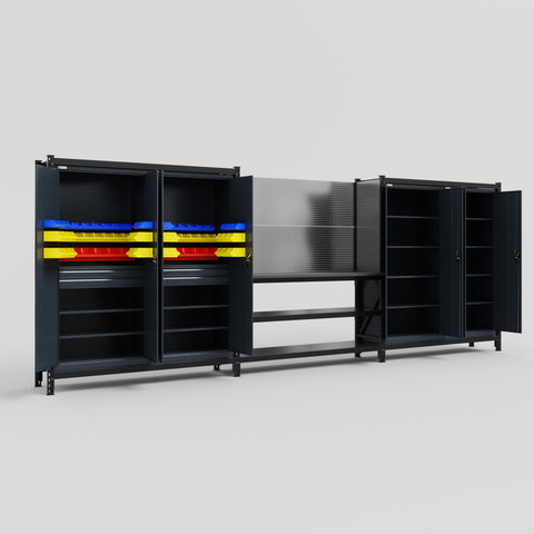M222 Modular Work Bench - H2100mm x W5640mm | Laminate WBT | Dark Grey