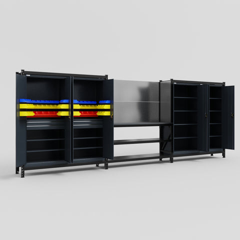M222 Modular Work Bench - H2100mm x W5640mm | Laminate WBT | Dark Grey