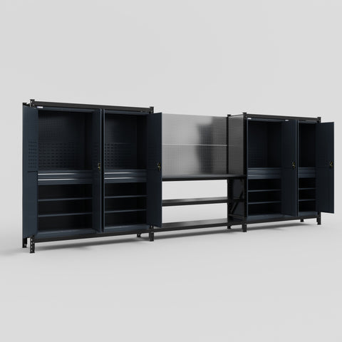 M222 Modular Work Bench - H2100mm x W5640mm | Laminate WBT | Dark Grey