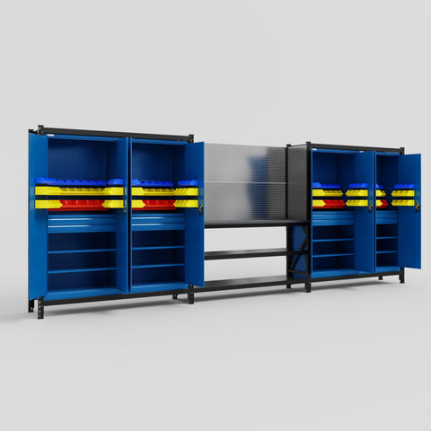M222 Modular Work Bench - H2100mm x W5640mm | Laminate WBT | Blue