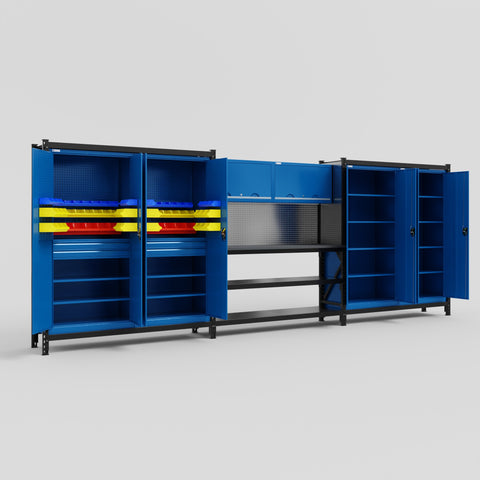 M222 Modular Work Bench - H2100mm x W5640mm | Laminate WBT | Blue