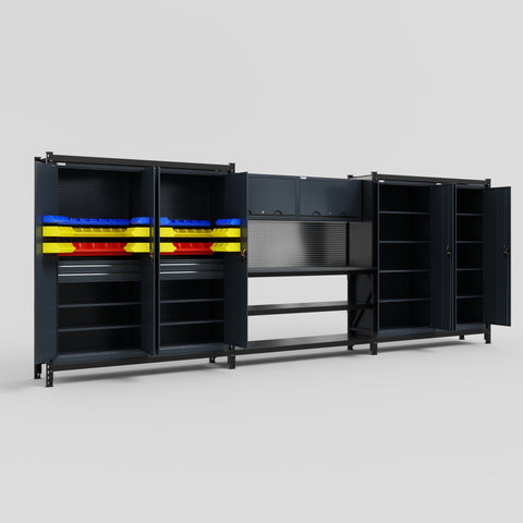 M222 Modular Work Bench - H2100mm x W5640mm | Laminate WBT | Dark Grey
