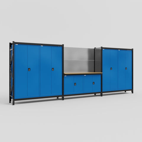 M222 Modular Work Bench - H2100mm x W5640mm | MDF WBT | Blue
