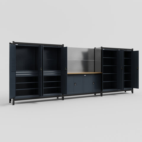 M222 Modular Work Bench - H2100mm x W5640mm | MDF WBT | Dark Grey