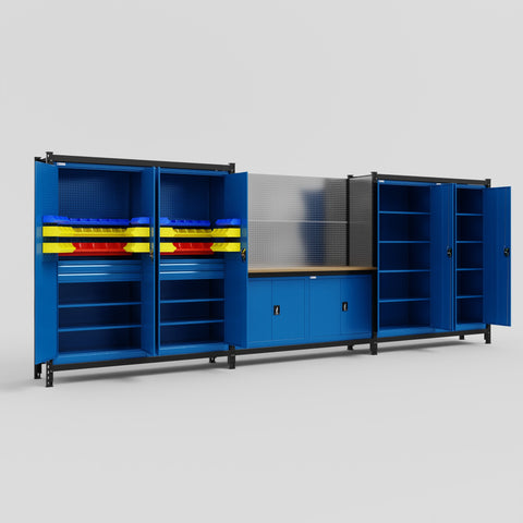 M222 Modular Work Bench - H2100mm x W5640mm | MDF WBT | Blue