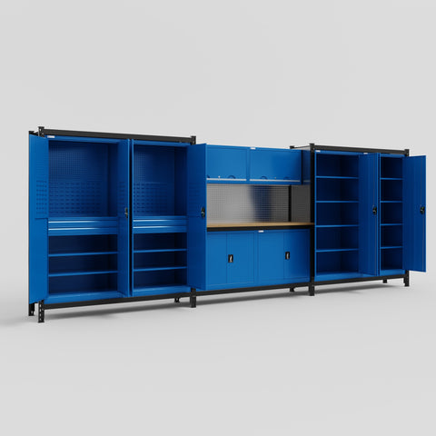 M222 Modular Work Bench - H2100mm x W5640mm | MDF WBT | Blue