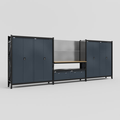 M222 Modular Work Bench - H2100mm x W5640mm | MDF WBT | Dark Grey
