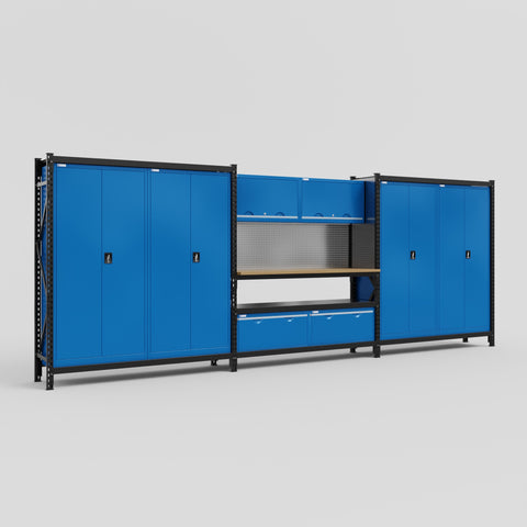M222 Modular Work Bench - H2100mm x W5640mm | MDF WBT | Blue