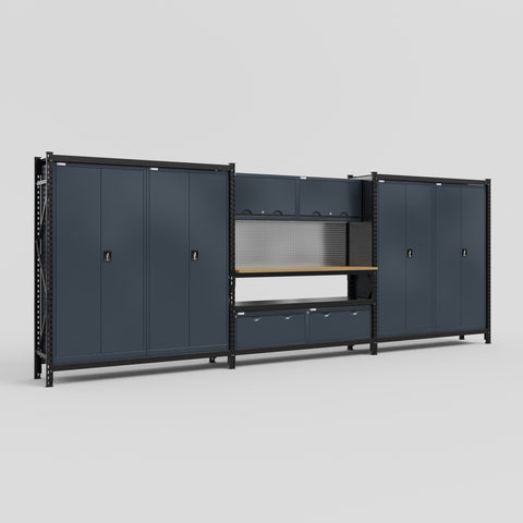 M222 Modular Work Bench - H2100mm x W5640mm | MDF WBT | Dark Grey
