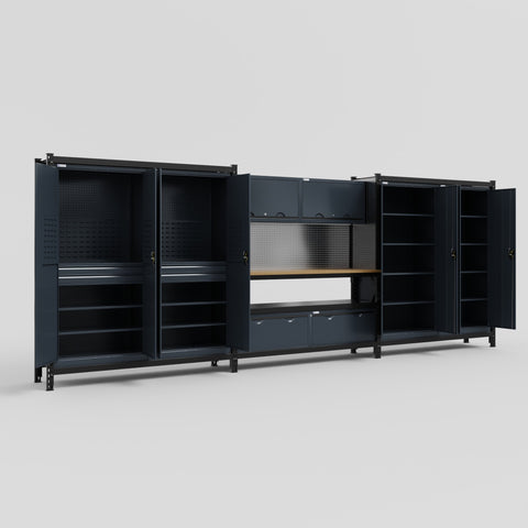 M222 Modular Work Bench - H2100mm x W5640mm | MDF WBT | Dark Grey