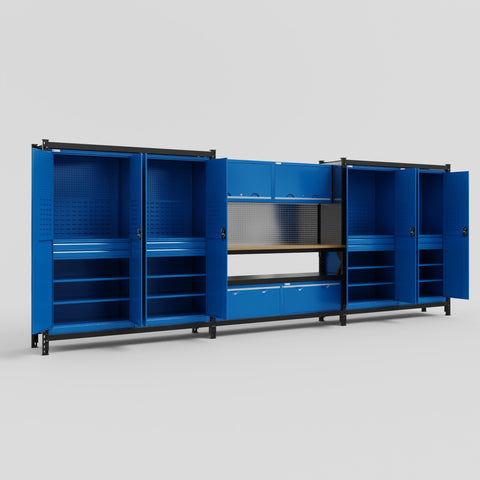 M222 Modular Work Bench - H2100mm x W5640mm | MDF WBT | Blue