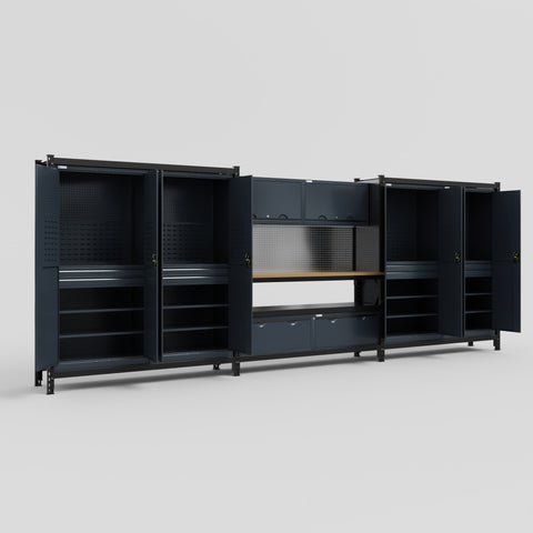 M222 Modular Work Bench - H2100mm x W5640mm | MDF WBT | Dark Grey