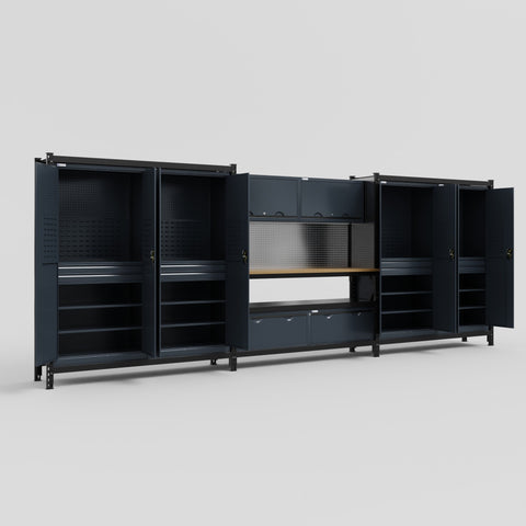 M222 Modular Work Bench - H2100mm x W5640mm | MDF WBT | Dark Grey