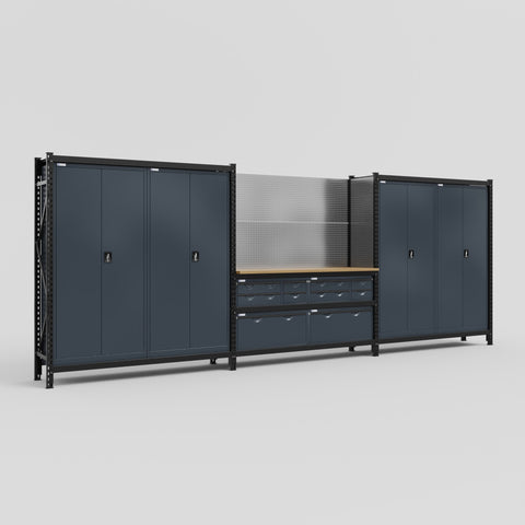 M222 Modular Work Bench - H2100mm x W5640mm | MDF WBT | Dark Grey
