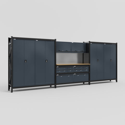 M222 Modular Work Bench - H2100mm x W5640mm | MDF WBT | Dark Grey