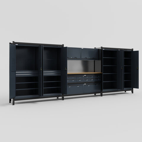 M222 Modular Work Bench - H2100mm x W5640mm | MDF WBT | Dark Grey